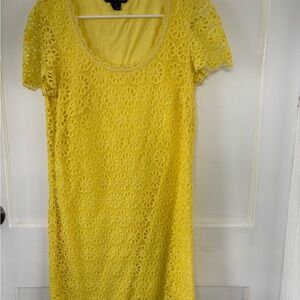 French Connection Yellow Flutter Sleeve Sheath Dress